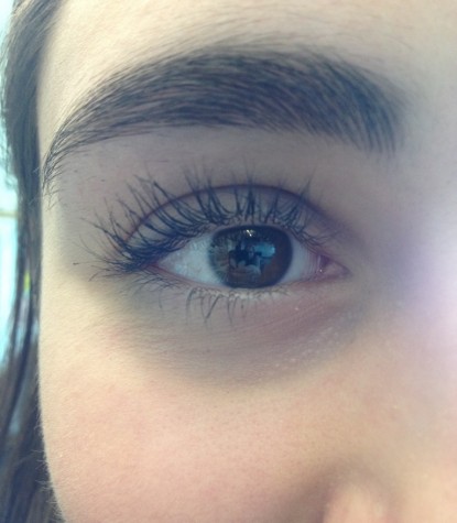 A close-up of Eleni Kozleuchar's voluminous eyelashes.