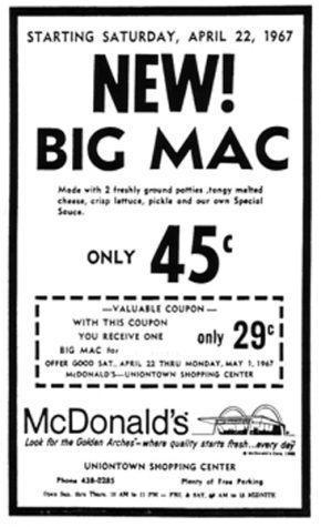 The original Big Mac advertisement from 1967.
