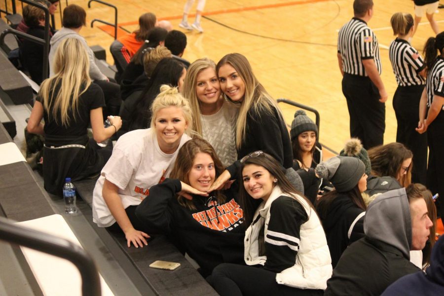 A group of Bethel Park fans pose for a pic during the girls game against Hempfield in round 1 of the Tip-Off Tournament on Friday, Dec. 8.