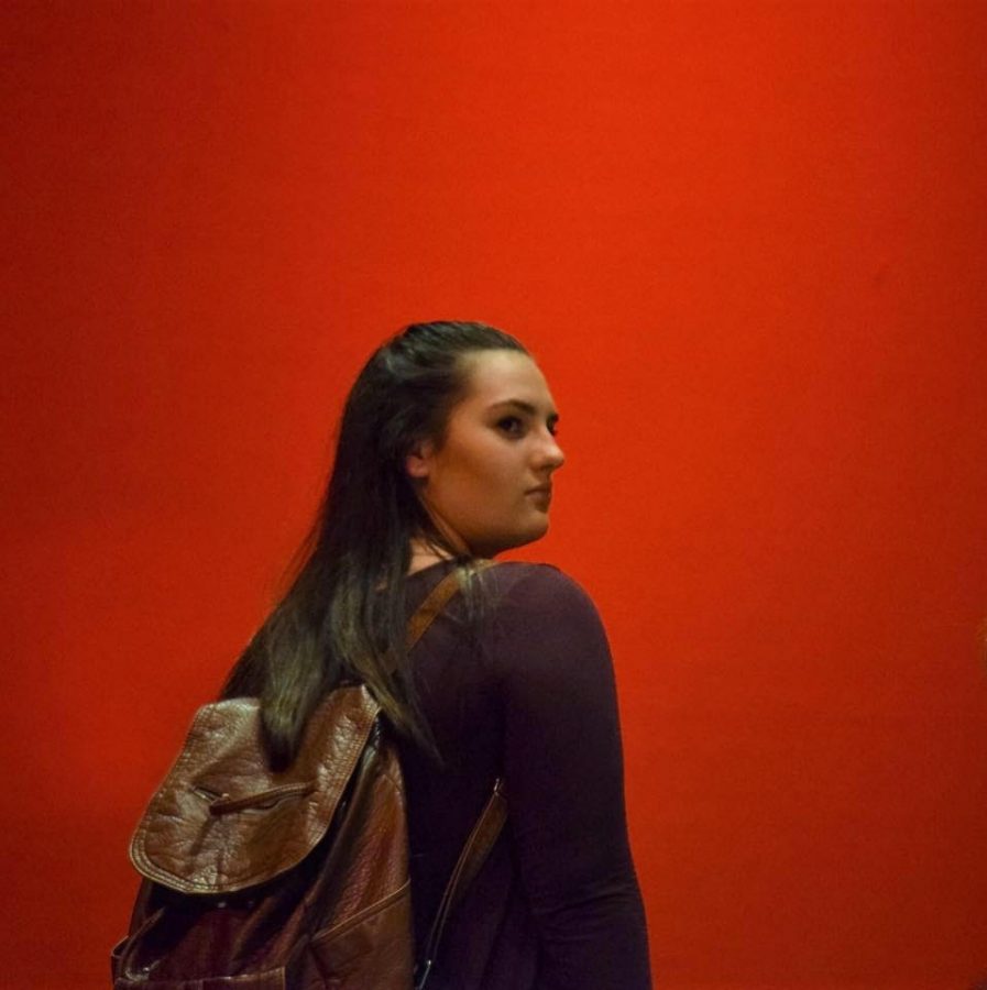 STARING AT STARDOM: Abby Kauric stares off into the distance during a performance of Footloose in 2017 at the Center for Theater Arts.