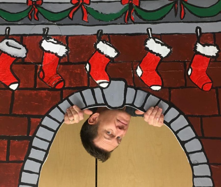 Mr. Wallisch coming DOWN the chimney! #Bpdownthechimney