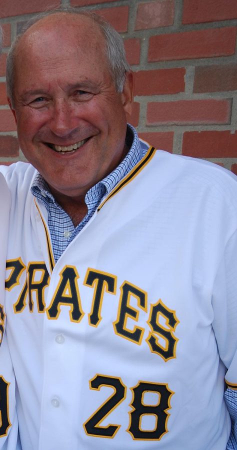 FORMER PIRATES PITCHER, Steve Blass smiles at the camera in a Pirates jersey