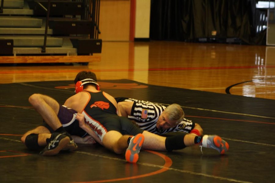 Junior Parker Loera pins his opponent from Baldwin on Wednesday, Jan. 2