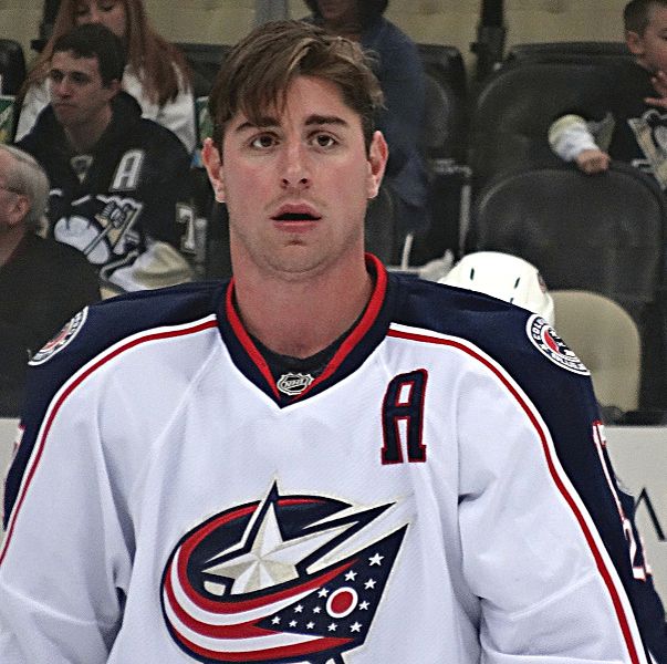 Columbus Blue Jackets forward Brandon Dubinsky warms up before a game against the Pittsburgh Penguins, November 1, 2013, at Consol Energy Center in Pittsburgh, PA.