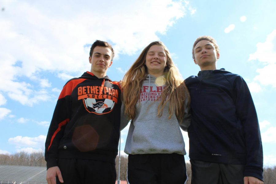 Ryan Tischler, Rebecca Libell, and Chris Garland looking ominous at the beginning of outdoor track season.