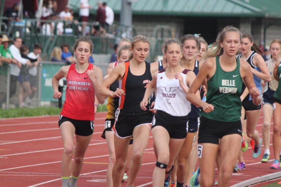 Emily Carter competes in the 3200 meter run at the WPIAL Championships on Thursday, May 16.