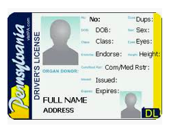 A Pennsylvania drivers license.