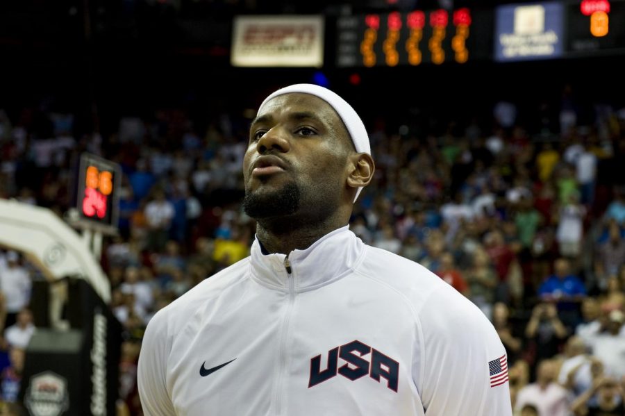 ebron+James%2C+USA+Olympic+Mens+Basketball+player%2C+listens+to+the+National+Anthem+prior+to+the+start+of+the+USA+versus+Dominican+Republic+exhibition+game+July+12%2C+2012%2C+at+the+Thomas+%26+Mack+Center%2C+Las+Vegas%2C+Nev.+James+is+the+only+member+of+the+2012+Champion+Miami+Heat+team+on+the+Olympic+Basketball+team+this+year.