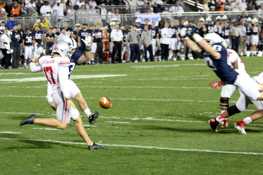 Penn State blocks a punt from Ohio State on Oct. 27, 2012. Ohio State won the game 35-23.