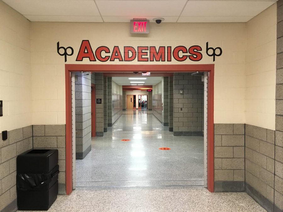 The word academics welcomes students to said wing of the school.