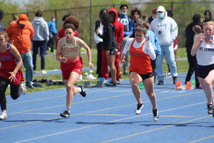 Freshman Artemis Conaboy finished fourth in the 100 meter dash at the Last Chance Meet on Tuesday, May 11 at West Mifflin.