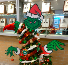 The Interact Clubs tree featured a Grinch theme. The lucky winner not only got the tree but also $20 gift cards for Brusters, Amazon, Target, Starbucks, and Chick-Fil-A.
