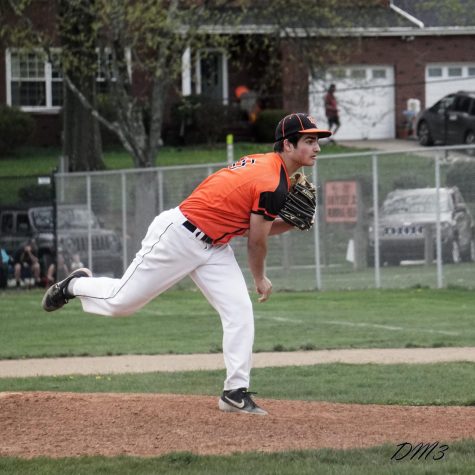Sebastian Schein pitches during the Hawks game vs. Connellsville on April 25, 2022.