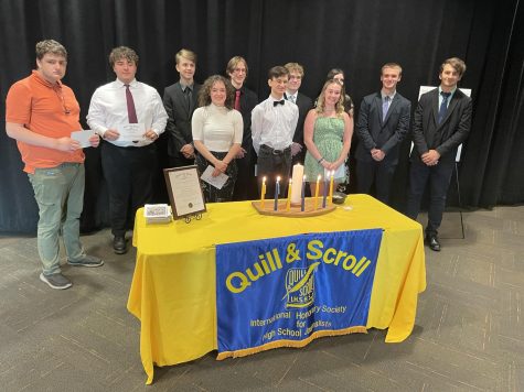 11 out of the 16 students inducted into the Quill & Scroll Honor Society participated in the ceremony.