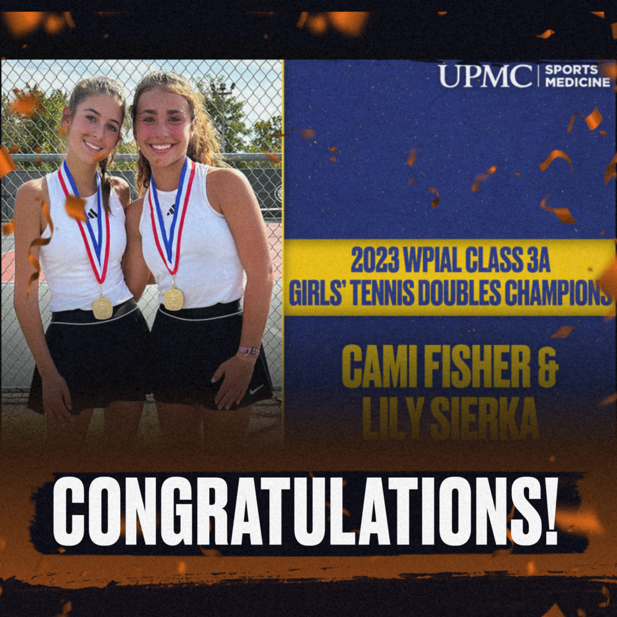 Lily Sierka and Cami Fisher are the first WPIAL girls tennis doubles champions in school history.