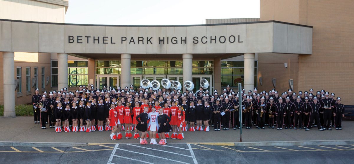 The BPHS Marching Band stands proudly outside of the main entrance of the high school.

Photo credit: Shelley Crowe