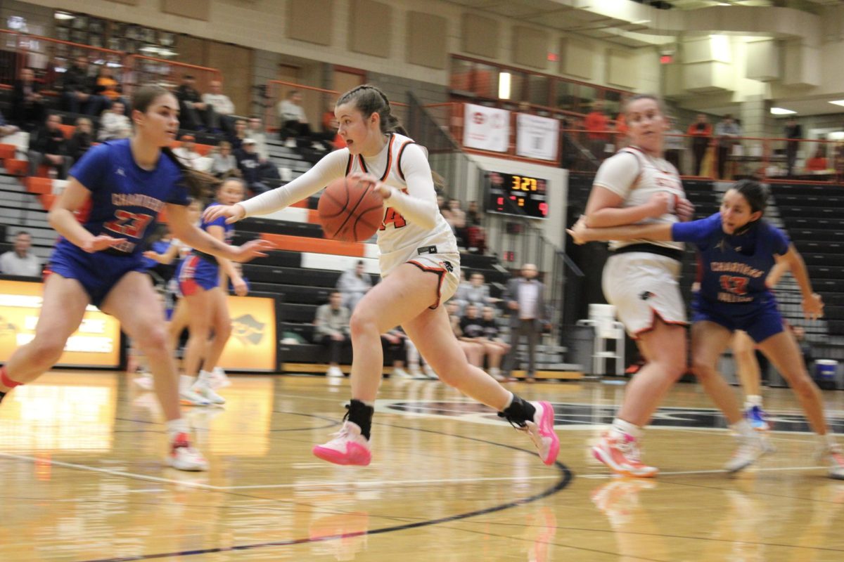 Sadie Orie drives toward the basket in the Lady Hawks game vs. Char Valley on Jan. 2.