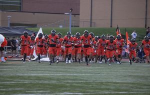 The Black Hawks take the field during their game against West Mifflin on Sept. 13.