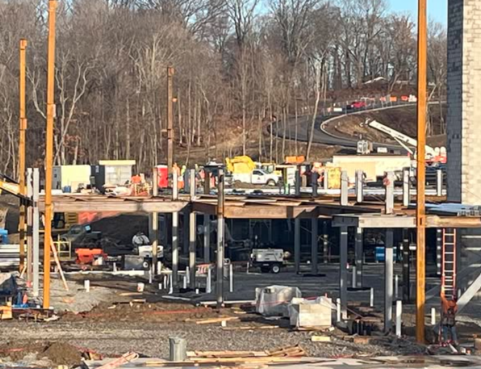 Vertical steel beams establishing the frame for the new elementary center have been installed.

Photo courtesy of Bethel Park School District via Instagram (@bethel_park_school_district)