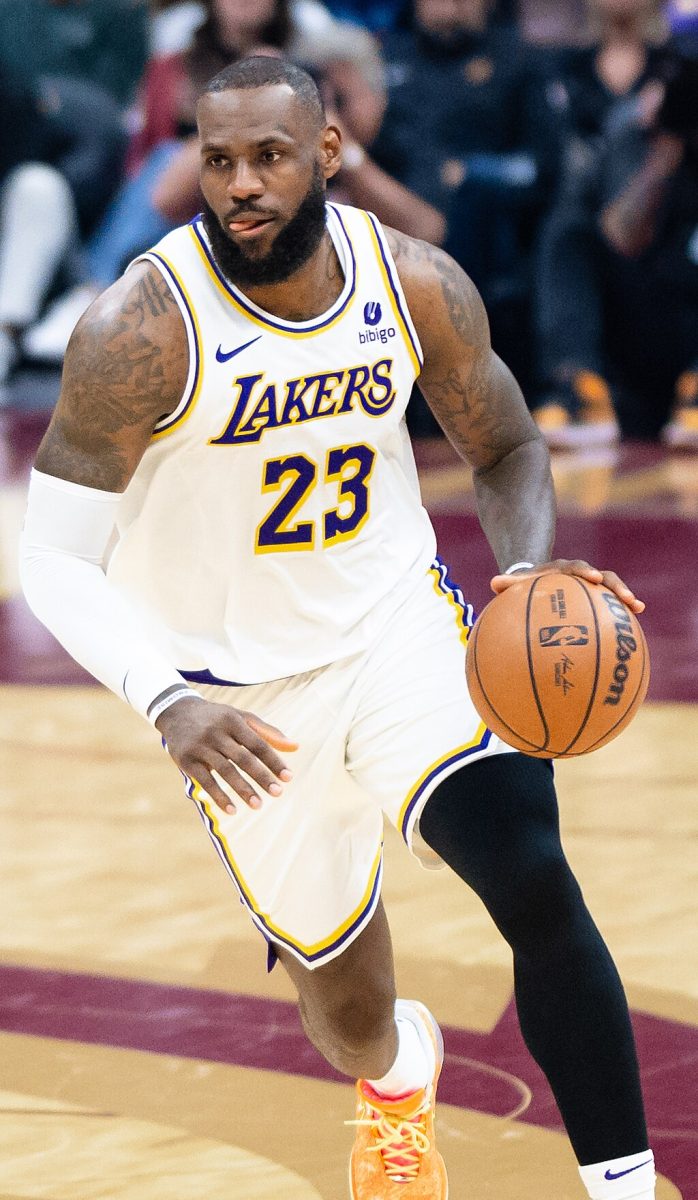 Lebron James during a Cleveland Cavaliers vs Los Angeles Lakers game on 25 November 2023.

Erik Drost, CC BY 2.0 , via Wikimedia Commons