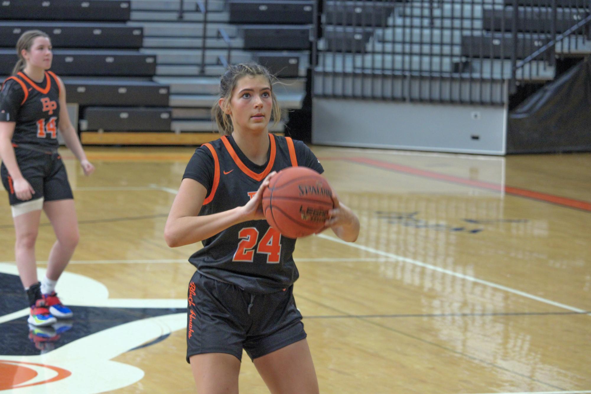 Ella Sabatos, senior forward on the girls basketball team, has committed to continue her academics and athletics at Frostburg State University.