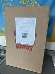 A hurricane relief donation box located in Mr. O'Brien's room.

Photo by Mr. Allemang