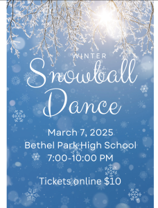 The Snowball Dance, sponsored by the Class of 2026, will take place March 7 in the cafeteria from 7- 10 p.m.