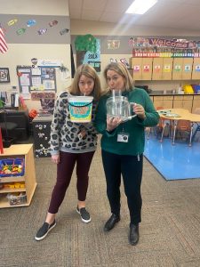 BPHS teachers Mrs. Dzanaj and Mrs. Chapin show off their "cups" on "Anything But a Cup Day."  Teachers district-wide are participating in underground spirit days as step toward building camaraderie and improving mental health.