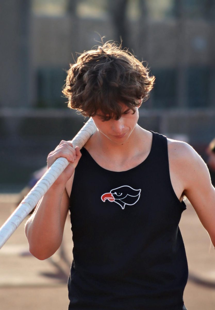 Brady McCarthy getting ready to pole vault! Photographer: John Allemang